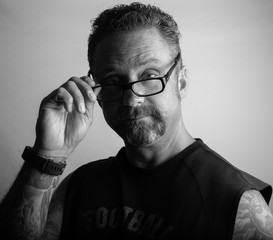 athlete with glasses takes a break