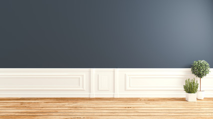 Dark empty room interior. 3D rendering