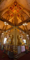 Fototapeta na wymiar Decoration and interior of Chedi of Wat Phra That Nong Bua in Ubon Ratchathani, Thailand