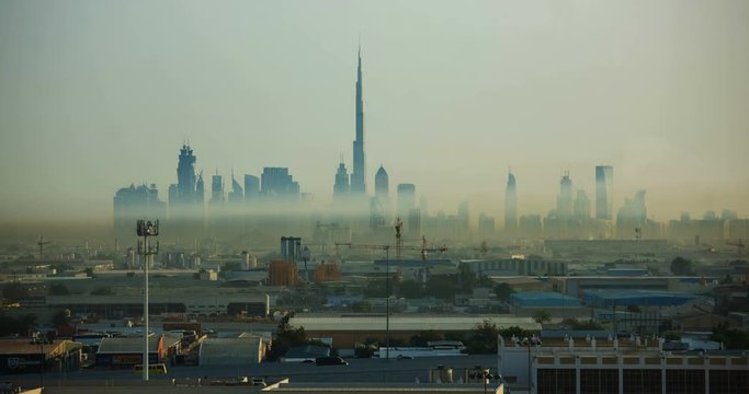 Timelapse from a distance of Dubai skyline