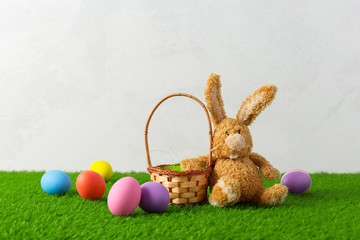 Easter eggs on the grass