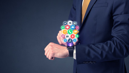 Businessman wearing smartwatch.