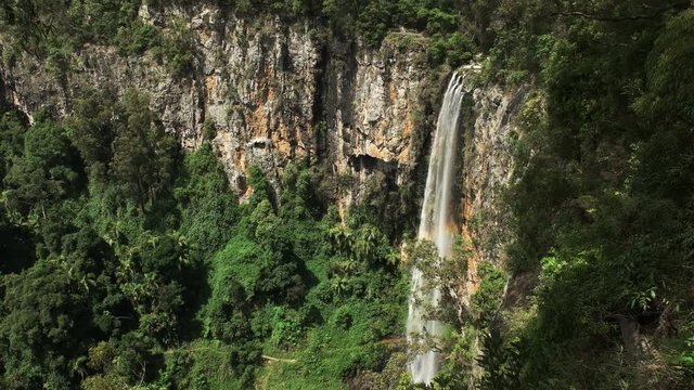 tilt down view of springbrook national park's purlingbrook waterfall in the gold coast hinterland