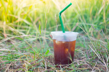 Glass of ice soft drink