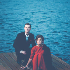 Fototapeta premium Blue Toned Portrait Of A Couple