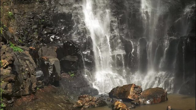 close up of the base of springbrook national park's purlingbrook waterfall in the gold coast hinterland