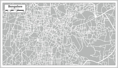 Bangalore India City Map in Retro Style.