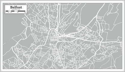 Belfast Ireland City Map in Retro Style.