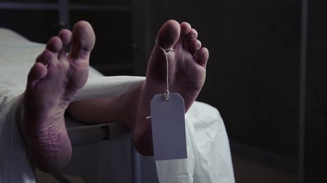 Dead body waiting to be identified in the morgue