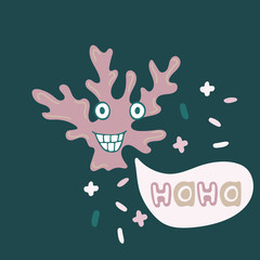 Lovely illustration of an amusing coral. It is intended for cards, calendars, prints on clothes and notebooks.