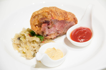 German fried pork leg and sauce