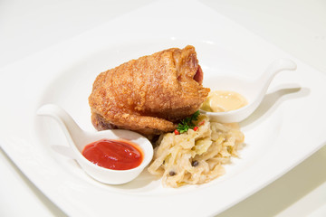 German fried pork leg and sauce