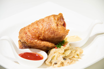 German fried pork leg and sauce