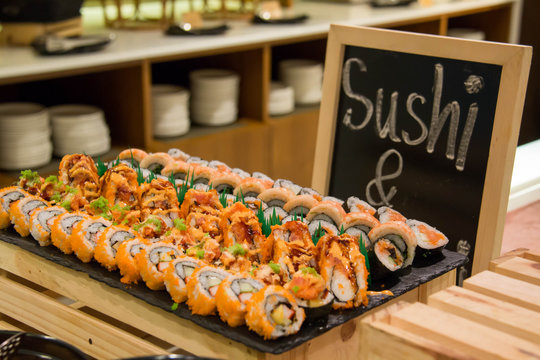 yummy suchi rolls ready to eat