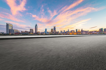 Fototapeta premium Shanghai cityscape and urban road,China 