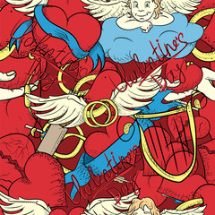 vector seamless pattern Valentines Day holiday heart