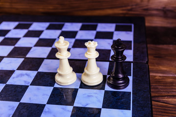 Composition of the chess pieces on a chess board