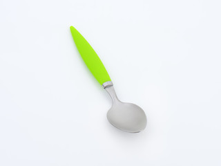 Empty teaspoon on white background