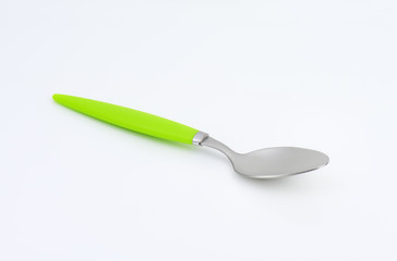 Empty teaspoon on white background