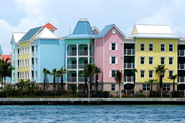 Colorful houses in row