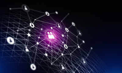 Obraz premium Modern wireless technologies as means of communucation and networking on dark background