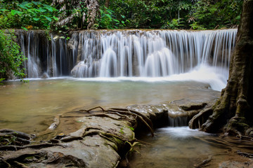 Fototapeta na wymiar Waterfall Huai Mae Khamin Kanchanaburi Thailand Travel
