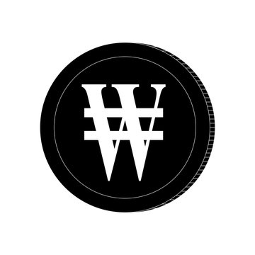 Currency Cion , Won cion icon black and white logo