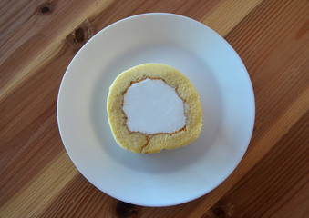 Homemade baked Swiss Roll With Cream