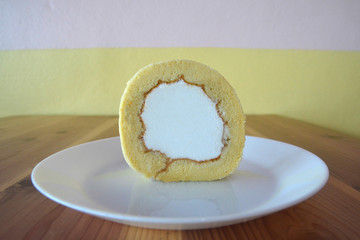Homemade baked Swiss Roll With Cream