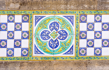 colored ceramic tiles in Caltagirone, sicily, italy - 187178809