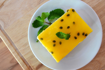 Passion Fruit Cake with fresh Passion fruit