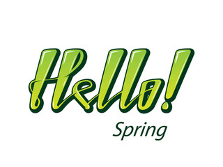 Fototapeta premium Hello spring and summer lettering word isolated white