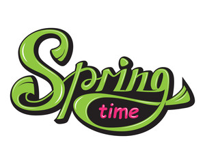 Lettering spring time glossy color text