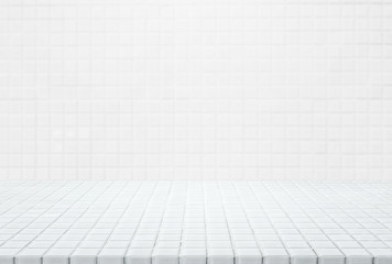 White ceramic mosaic table top and wall background - can used for display or montage your products. - 187179666