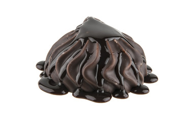 marshmallow in chocolate isolated on white background