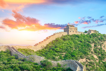 Fototapeta premium Great Wall of China at the jinshanling section,sunset landscape