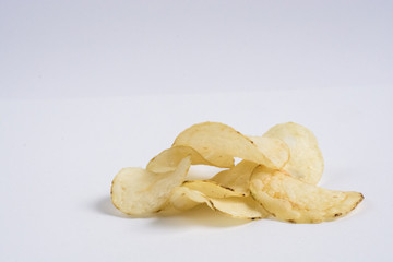 Simple potato chips on white background