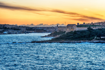 Malta: Valletta, Manoel Island and Marsans Harbour at sunset