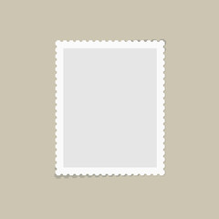 Postage stamps template. Blank rectangle, square postage mark with shadows. Flat style modern vector illustration with retro colors. For for envelopes, postcards or letter retro style paper.