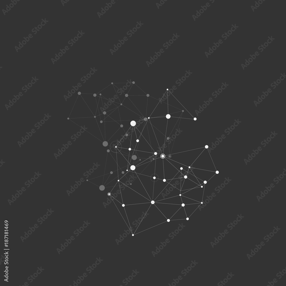 Poster connection white dots and lines science background