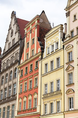 Fototapeta na wymiar Main market, colorful tenement houses, Lower Silesia, Wroclaw, Poland