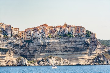 Panoramic view of Bonifacio from the sea, Corsica, France