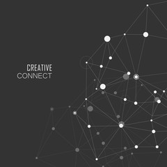 Connection white dots and lines science background