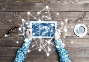 Concept of social communication and networking with social connection lines