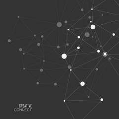 Connection white dots and lines science background