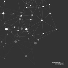 Connection white dots and lines science background