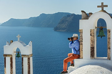 Man photographer on  Santorini