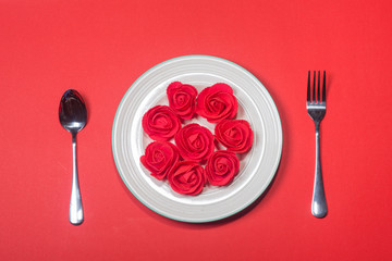 Romantic table setting for Valentines day