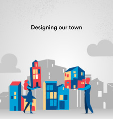 Fototapeta premium Progettiamo la nostra città di domani