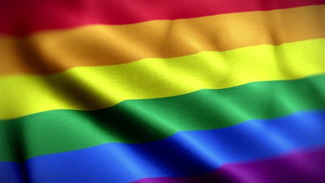 Realistic rainbow flag waving in the wind footage video backgrounnd